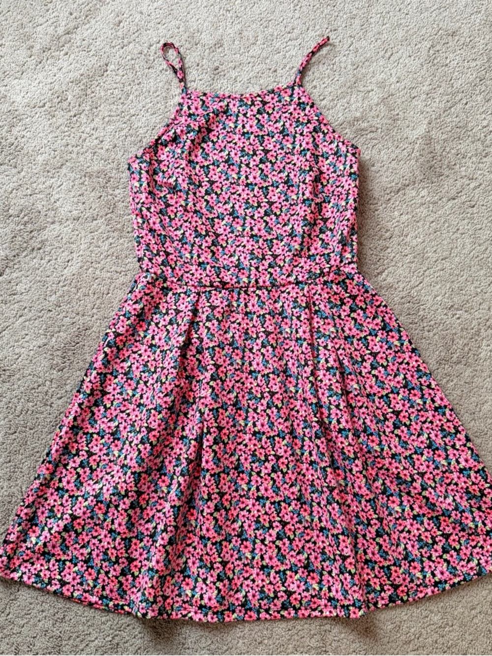 EZRA Pink Floral Spaghetti-Strap Dress